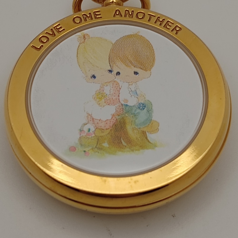 Precious Moments ValDawn Gold Tone Pocket Watch Quartz Roman Japan Movt New Batt - Picture 6 of 11